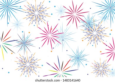 Fireworks vector illustration. Festive background