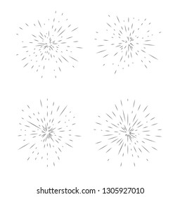 Fireworks vector illustration. firework line icon set