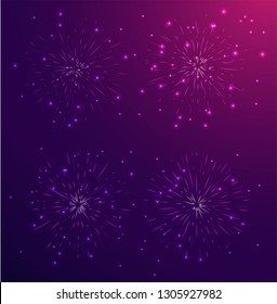 Fireworks vector illustration. firework line icon set