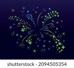 Fireworks vector illustration. Happy New Year. Graphic design for the decoration of gift certificates, banners and flyer.