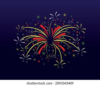 Fireworks vector illustration. Happy New Year. Graphic design for the decoration of gift certificates, banners and flyer.