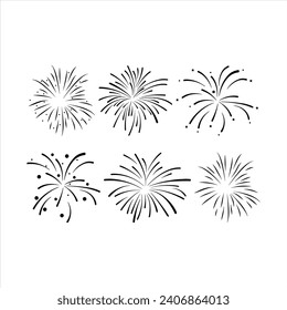 Fireworks vector illustration isolated. Fireworks display in celebration background.