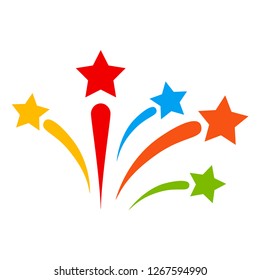 Fireworks vector illustration on a white background. An isolated flat icon illustration of fireworks with nobody.