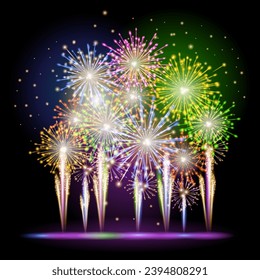 Fireworks vector isolated on black background