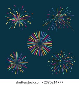 Fireworks vector isolated on white background. Firework simple black and white vector. 
