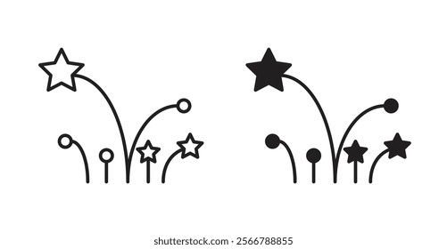 Fireworks vector line icon illustration