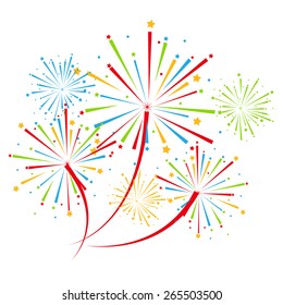 Fireworks vector on white background
