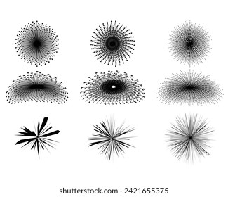 fireworks vector set black color. Holiday celebration scene. Colorful flat vector illustration.