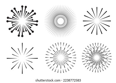 Fireworks vector set. Illustration of exploding fireworks