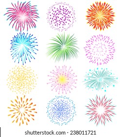 Fireworks Vector Set On White Background