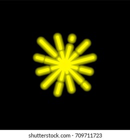 Fireworks yellow glowing neon ui ux icon. Glowing sign logo vector