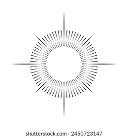 Fireworks.Vintage sunburst. Bursting sun rays.  Logotype or lettering design element. Radial sunset beams. Vector illustration.