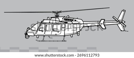 Fire-X. Northrop Grumman MQ-8C Fire Scout. Vector drawing of multirole unmanned helicopter. Side view. Image for illustration and infographics.