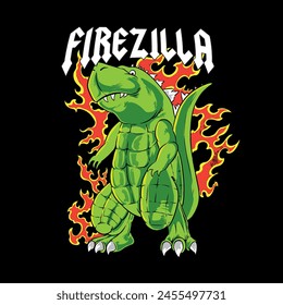 Firezilla Green Monster With Fire 