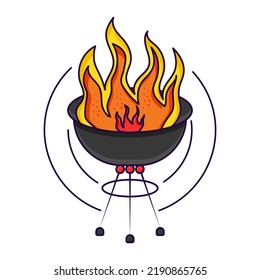 Firing Barbeque Kettle Over Circle Background.