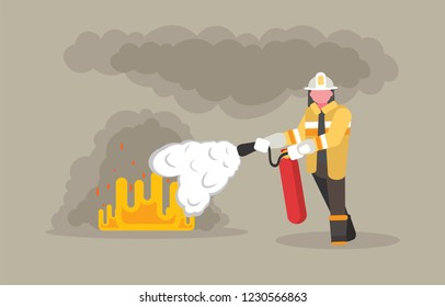 Firing fire, fire extinguisher flames fire extinguisher