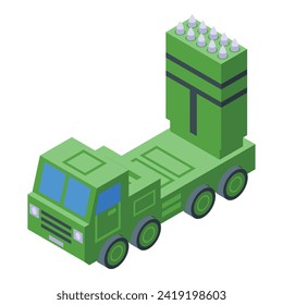 Zündflugkörpersymbol isometrischer Vektorgrafik. Schwertransport. bewaffnete Stachel