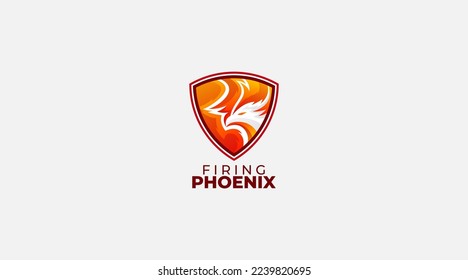 Firing phoenix vector logo design illustration 