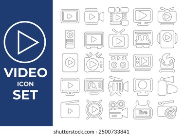 firing a predetermined icon. Filming, film player, 1–10, projector, camera, old film, video, slideshow, and seconds. Idea for a movie. Vector line symbol for advertising 
and business