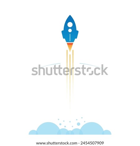 Firing rocket concept. Launched rocket symbol. fast rocket symbol