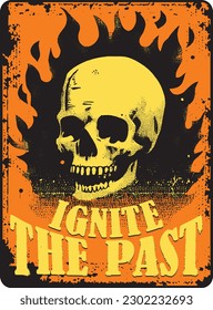 Firing Skull old west poster, retro poster, Inferno, epic, Masquerade, cowboy, west, gang mascot, silhouette (Ignite the past)