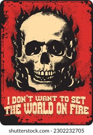 Firing Skull old west poster, retro poster, Inferno, epic, Masquerade, cowboy, west, gang mascot, silhouette (I don't want to set the world on fire)