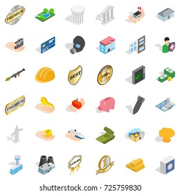 Firm icons set. Isometric style of 36 firm vector icons for web isolated on white background
