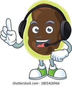 Firmicutes cartoon character style speaking with friends on headphone. Vector illustration