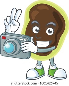 Firmicutes photographer mascot design taking a picture with a camera. Vector illustration