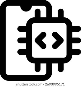 Firmware, Mobile CPU, Mobile Outline Icon