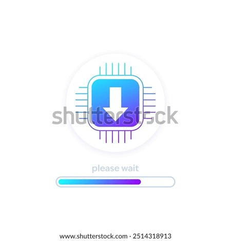 firmware update icon with progress bar, download hardware drivers, vector design