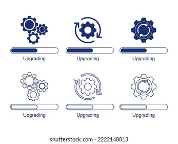 Firmware update and upgrade. Loading process. Update system icon. Concept of upgrade application progress icon for graphic and web design. Vector.