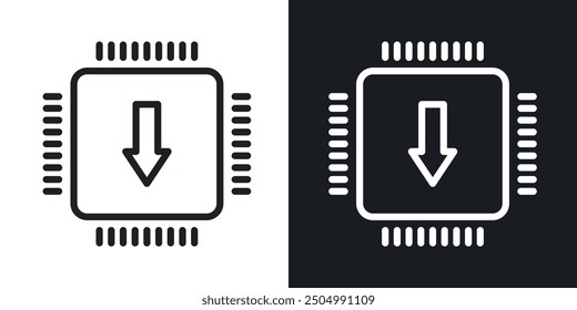 Firmware vector icon set black and white filled and outlined style.