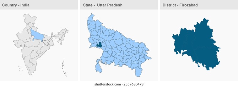 Firozabad District map , Firozabad District, Uttar Pradesh State, Republic of India, Government of  Uttar Pradesh, Indian territory, Eastern India, politics, village, tourism