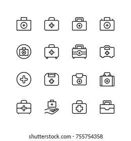 Firs aid icon set. Collection of high quality black outline logo for web site design and mobile apps. Vector illustration on a white background.