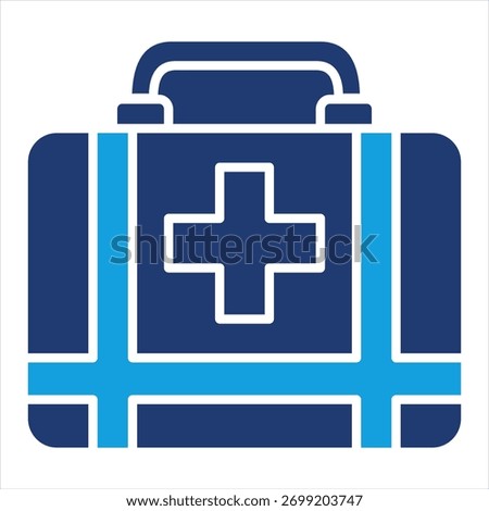 Firs Aid Kit Flat Blue Icon Vector Illustration