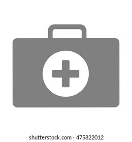 Firs aid kit icon, Grey medical case as clinical equipment. Medical logo and icon.