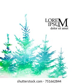 Firs Picturesque landscape. Vector