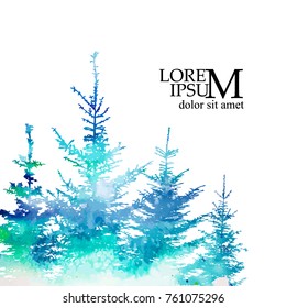 Firs Picturesque landscape. Vector