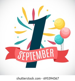 First 1 September Template Vector Illustration EPS10