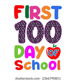  Primeros 100 días de clases. Diseño de camisetas escolares de 100 días.