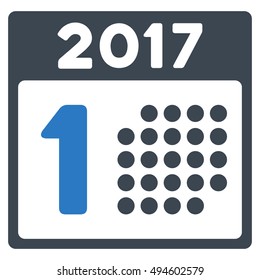 First 2017 Day vector pictogram. Style is flat graphic symbol, smooth blue colors, white background.
