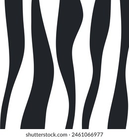 First Abstract minimalist wavy line dark grey. Printable wall art illustration. Zebra line skin background. black and white art monochrome
