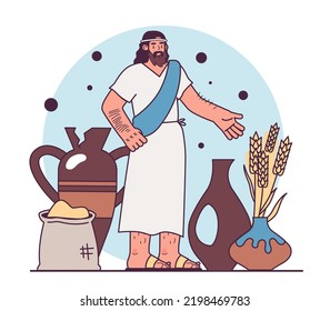 First agriculture revolution lead to food surplus. Food-crop cultivation development. Human evolution theory. Humanity ancestors, anthropology studying concept. Flat vector illustration