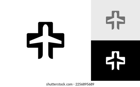 Vector de diseño del logotipo del avión de primeros auxilios