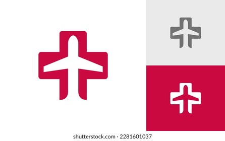 Vector de diseño del logotipo del avión de primeros auxilios