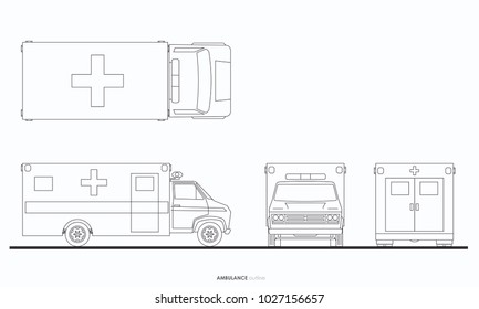 first aid ambulance van car outline graphic transportation