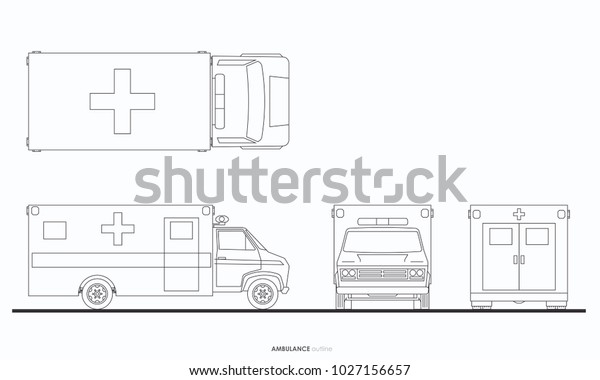 first aid ambulance van car outline\
graphic transportation