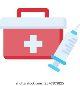 First Aid Bag Icon Flat Vector Illustration