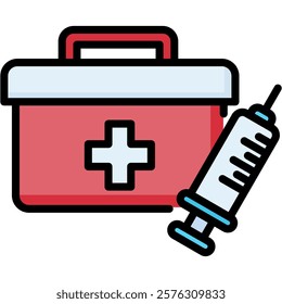 First Aid Bag Icon Lineal Color Vector Illustration